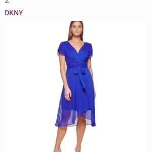 DKNY  Women's Tiered Sleeve Faux Wrap Dress Purple